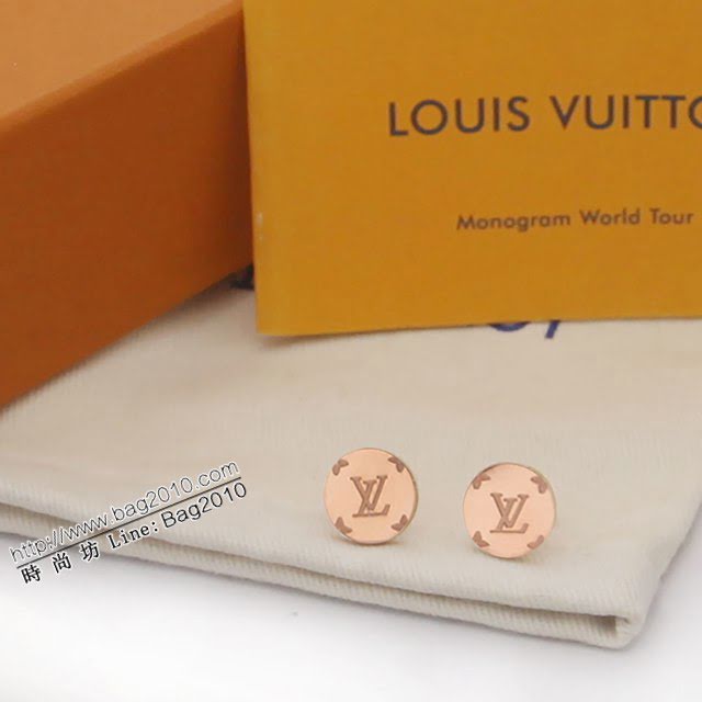 Louis Vuitton新款飾品 路易威登圓形字母耳釘 LV金色玫瑰金耳環  zglv2153